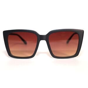 Quay Australia FRONT COVER Square Sunglasses - Matte Black / Brown Yellow - NWT